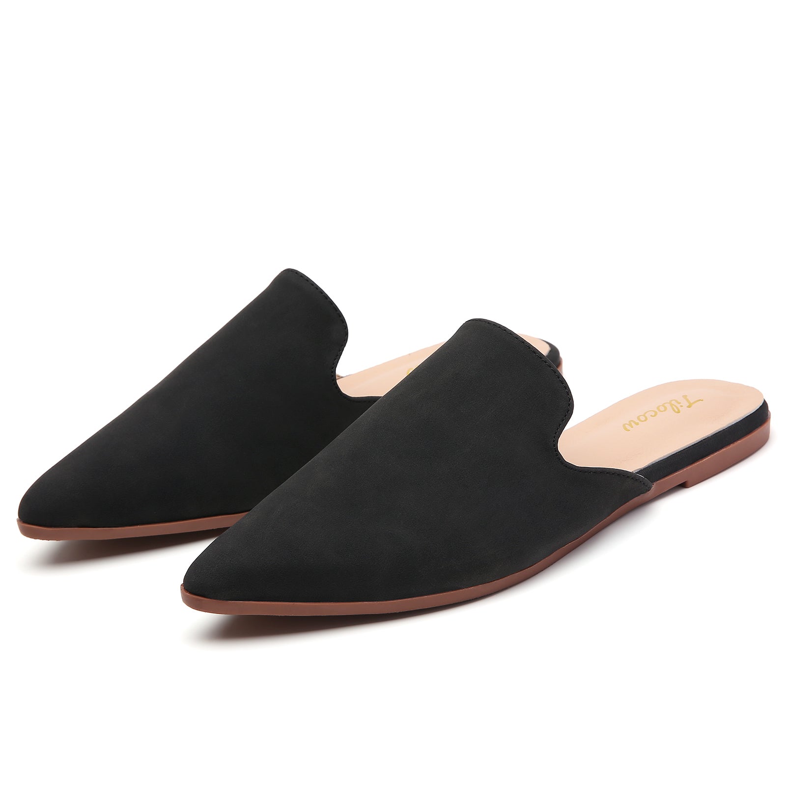MULES PLATES EN DAIM NOIR FEMME TILOCOW