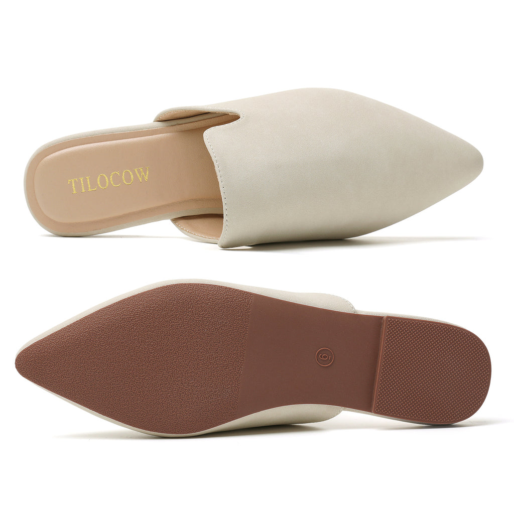 TILOCOW MULES PLATES BEIGES FEMME