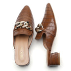 MULES À TALONS FEMME TILOCOW SERPENT MARRON