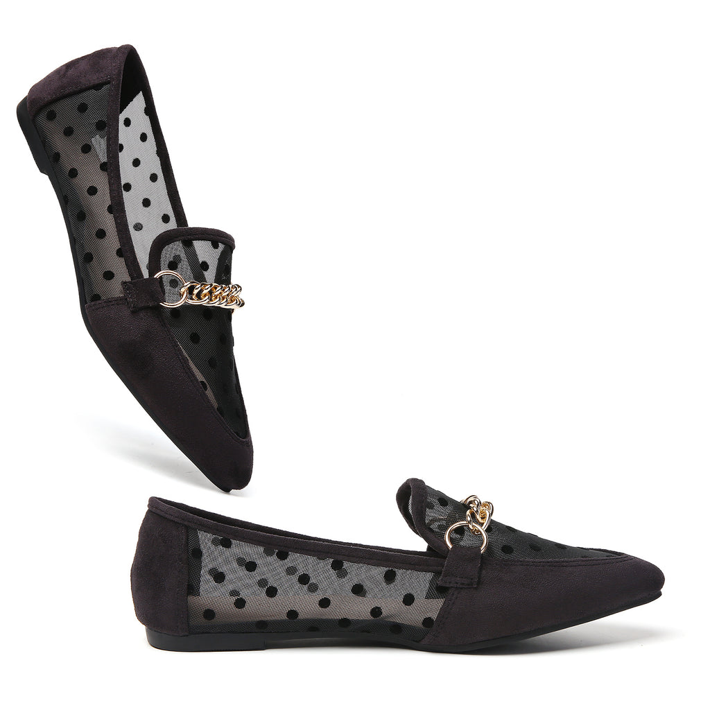 MOCASSINS PLATS EN DENTELLE NOIRE TILOCOW POUR FEMMES