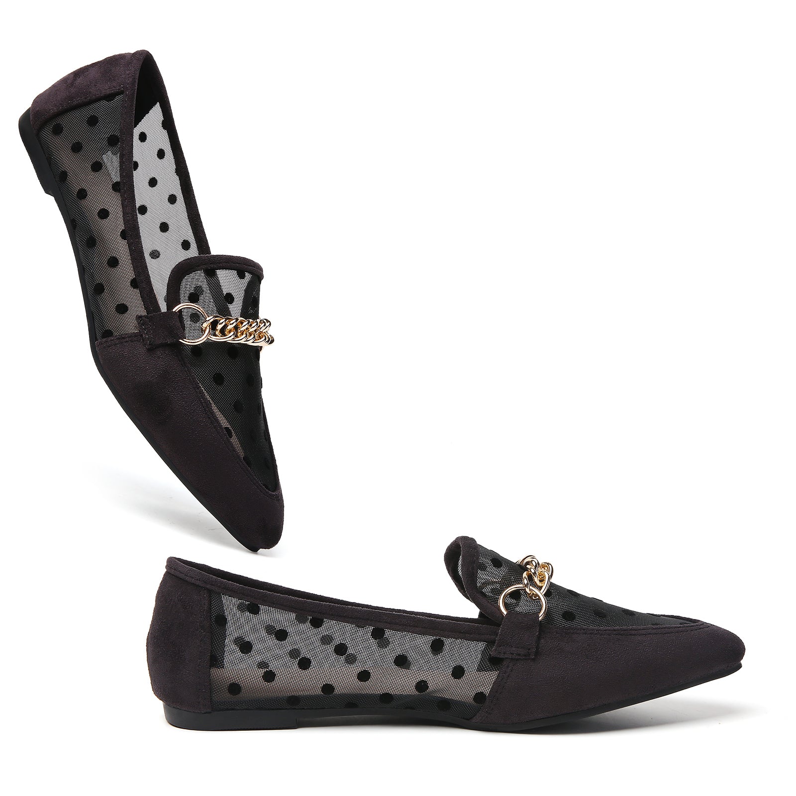MOCASSINS PLATS EN DENTELLE NOIRE TILOCOW POUR FEMMES