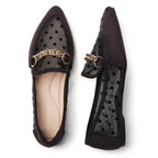 MOCASSINS PLATS EN DENTELLE NOIRE TILOCOW POUR FEMMES