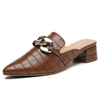 MULES À TALONS FEMME TILOCOW SERPENT MARRON