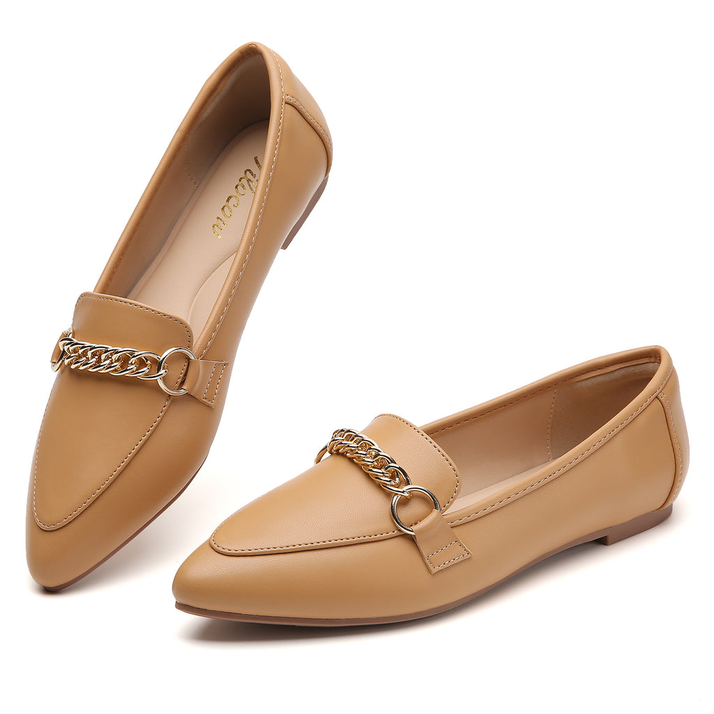 MOCASSINS PLATS MARRON EN SIMILICUIR POUR FEMME TILOCOW