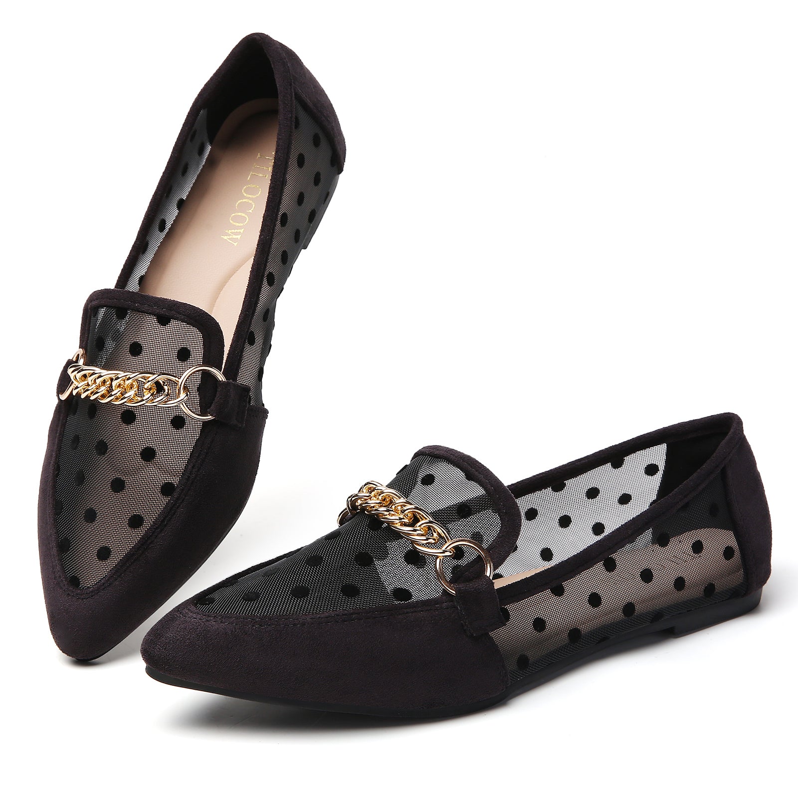 MOCASSINS PLATS EN DENTELLE NOIRE TILOCOW POUR FEMMES