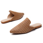Mules plates tissées marron TILOCOW pour femme