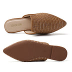 Mules plates tissées marron TILOCOW pour femme
