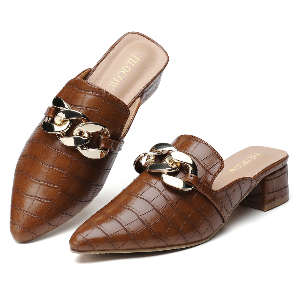 MULES À TALONS FEMME TILOCOW SERPENT MARRON