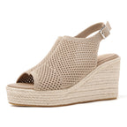 TILOCOW FEMME ESPADRILLES COMPENSÉES ÉVIDÉES BEIGE
