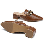 MULES À TALONS FEMME TILOCOW SERPENT MARRON