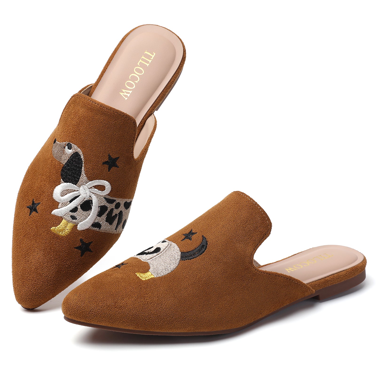 MULES PLATES FEMME TILOCOW CHIEN MARRON