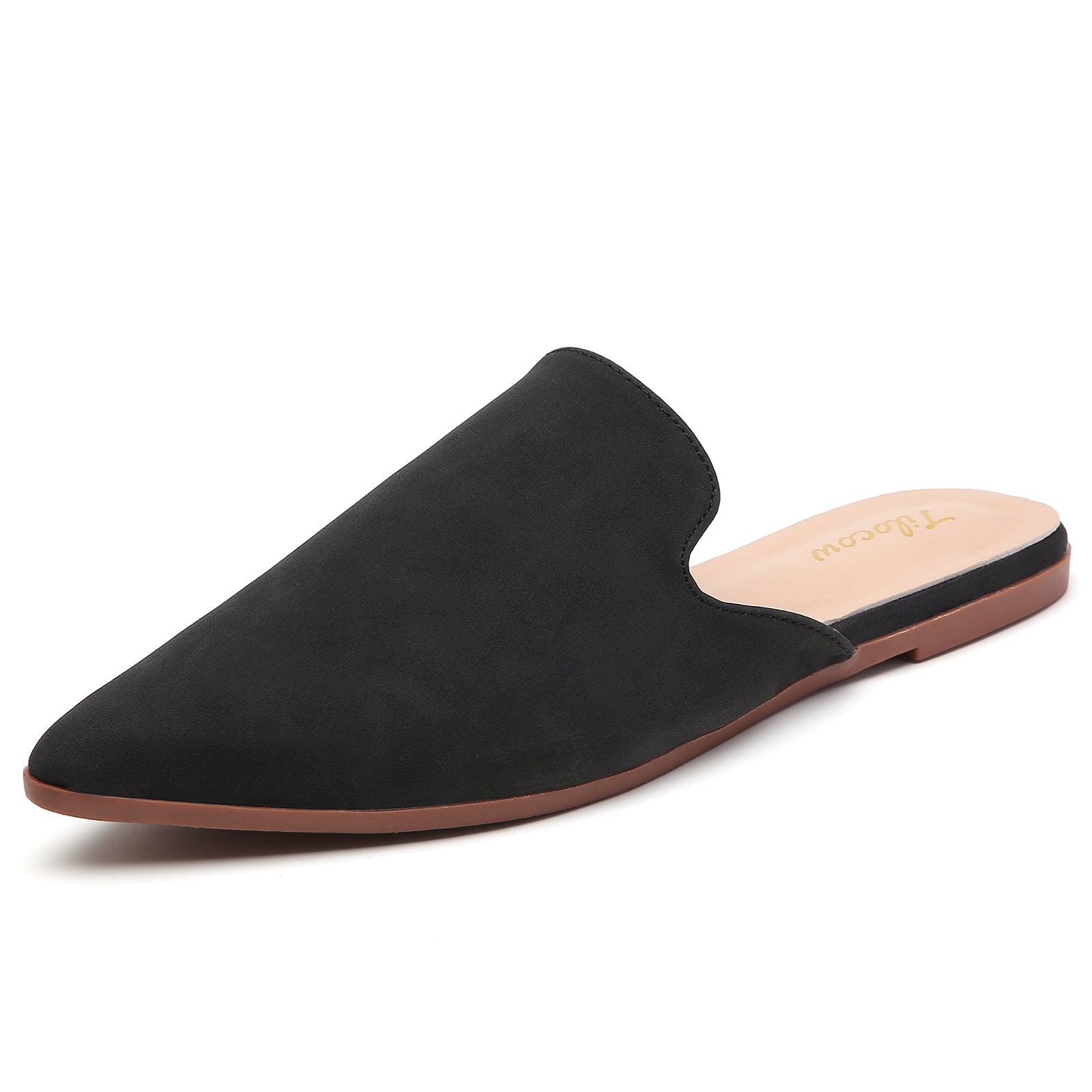 MULES PLATES EN DAIM NOIR FEMME TILOCOW