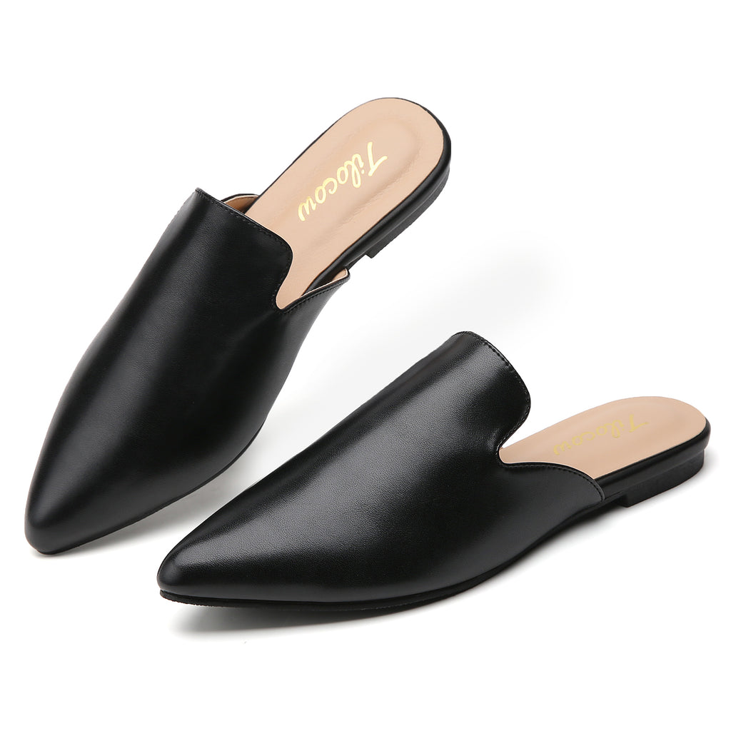 MULES PLATES NOIRES EN PU POUR FEMME TILOCOW