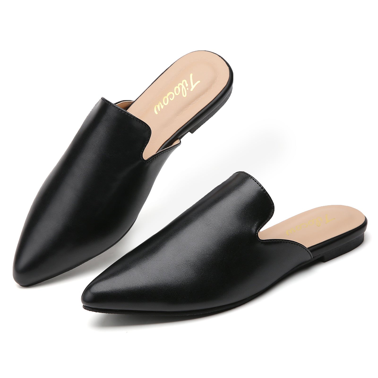 MULES PLATES NOIRES EN PU POUR FEMME TILOCOW