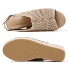 TILOCOW FEMME ESPADRILLES COMPENSÉES ÉVIDÉES BEIGE