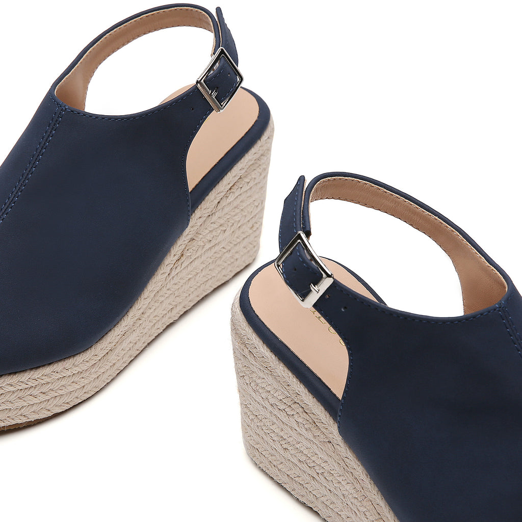TILOCOW FEMME ESPADRILLES COMPENSÉES BLEU MARINE
