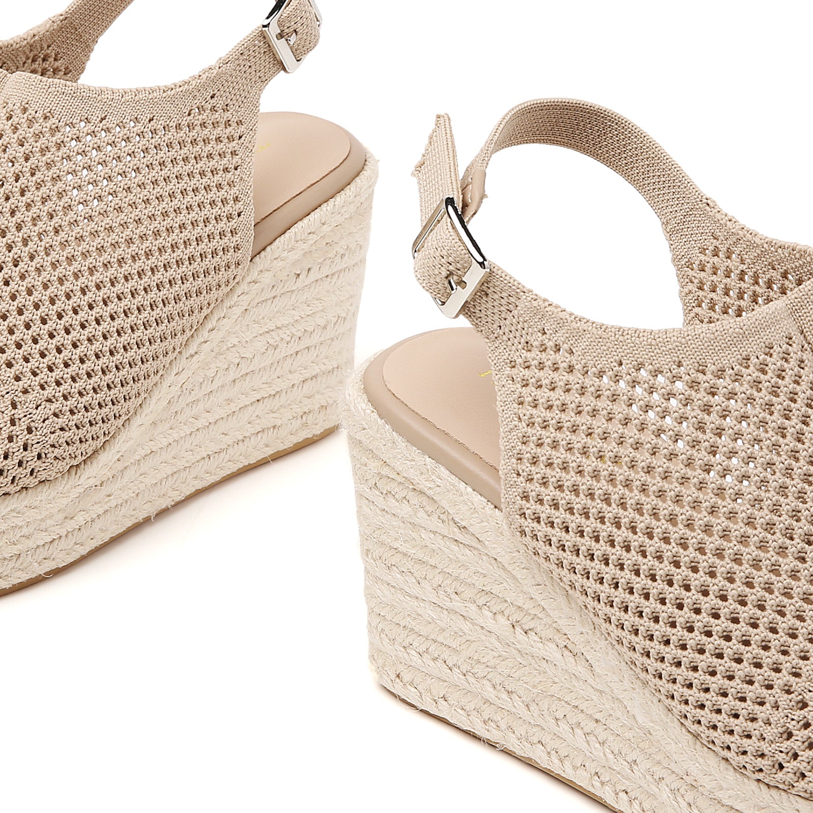 TILOCOW FEMME ESPADRILLES COMPENSÉES ÉVIDÉES BEIGE