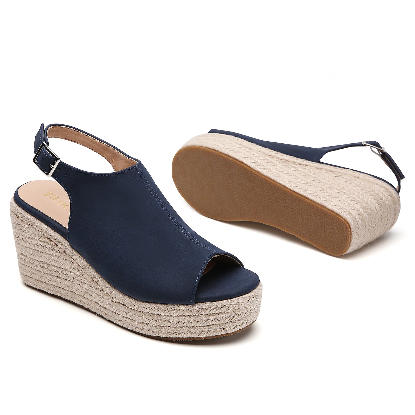 TILOCOW FEMME ESPADRILLES COMPENSÉES BLEU MARINE