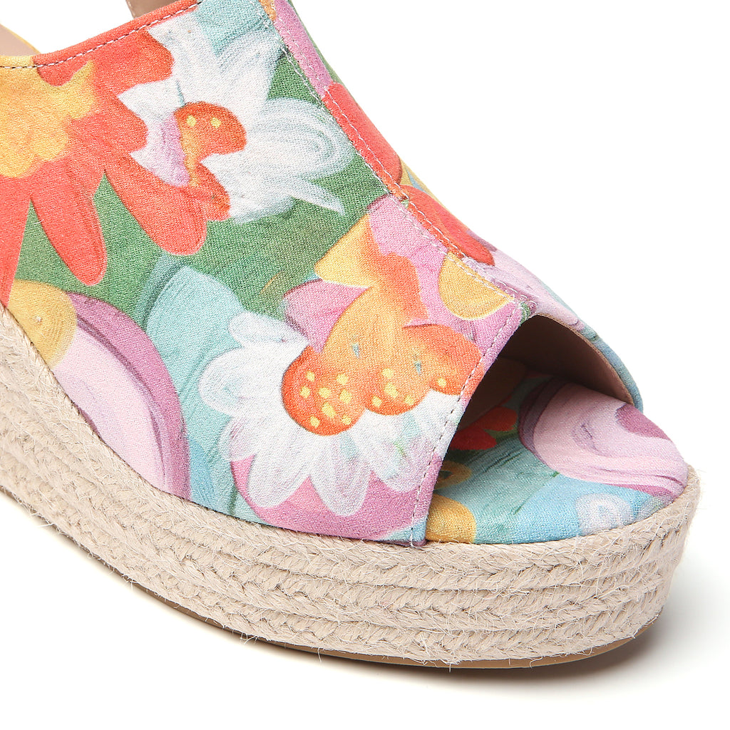 ESPADRILLES À TALON COMPENSÉ VERT FLORAL TILOCOW