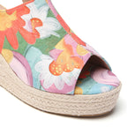 ESPADRILLES À TALON COMPENSÉ VERT FLORAL TILOCOW