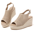 TILOCOW FEMME ESPADRILLES COMPENSÉES ÉVIDÉES BEIGE