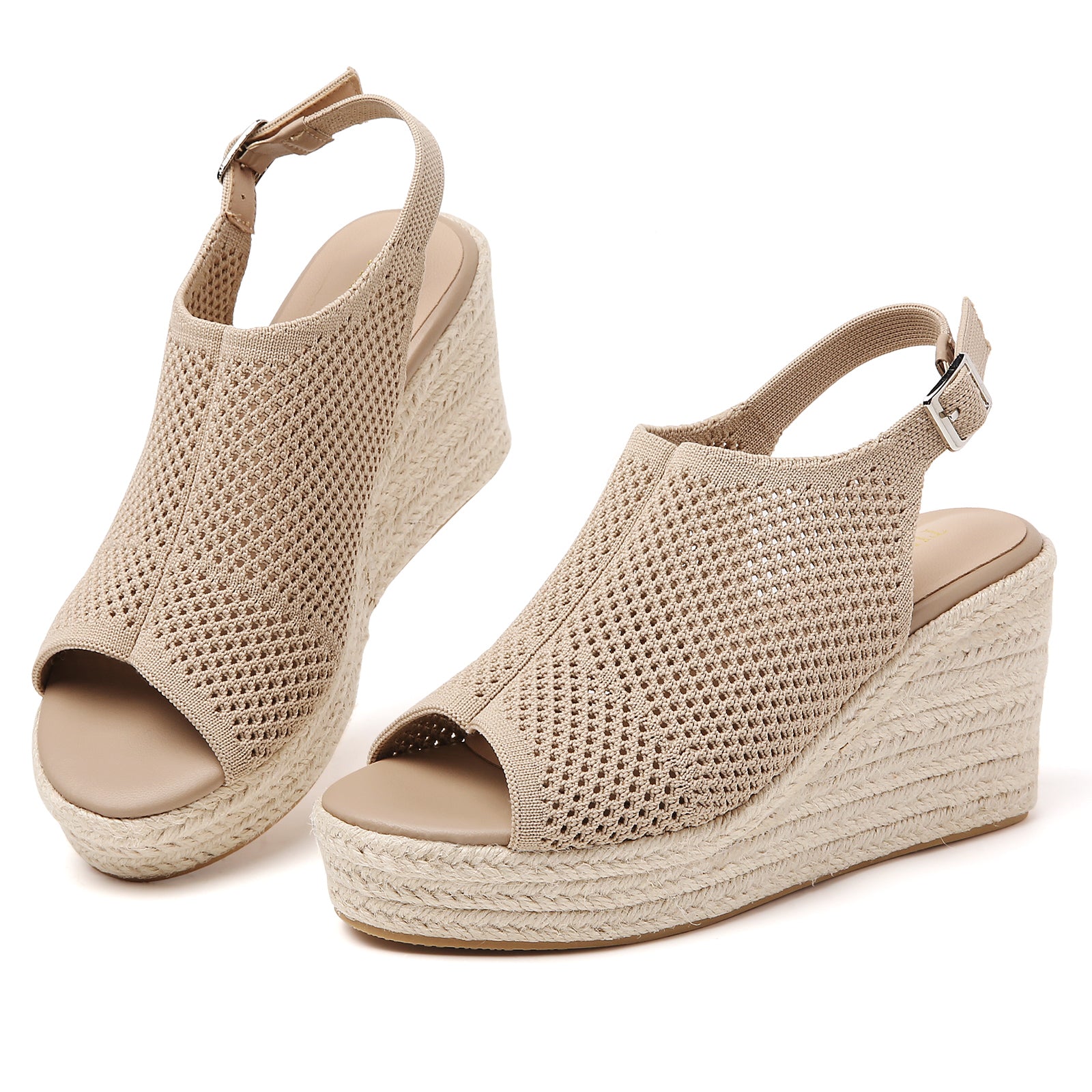 TILOCOW FEMME ESPADRILLES COMPENSÉES ÉVIDÉES BEIGE