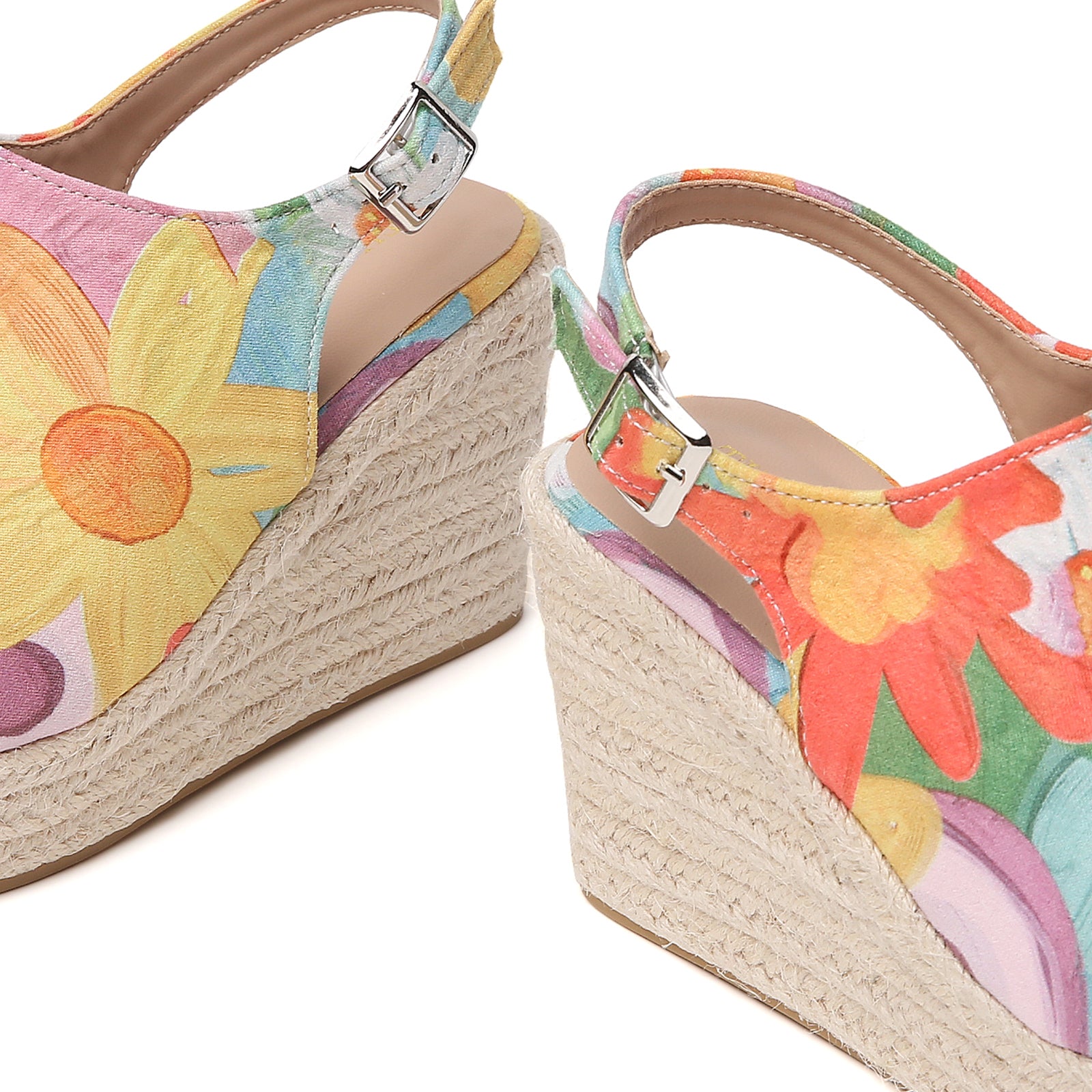ESPADRILLES À TALON COMPENSÉ VERT FLORAL TILOCOW