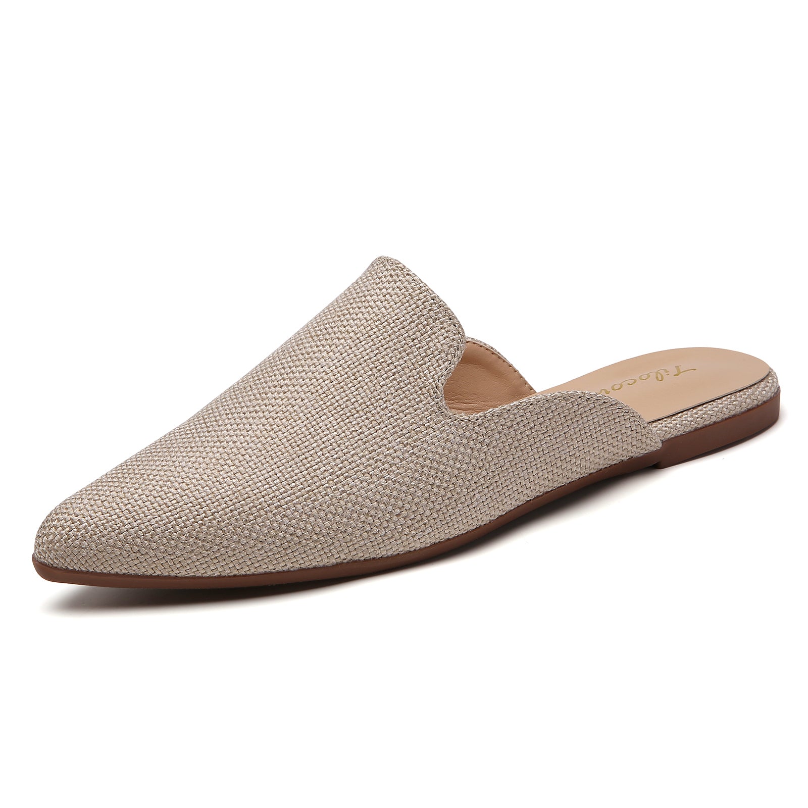 TILOCOW MULES PLATES EN TOILE DE JUTE BEIGE POUR FEMME