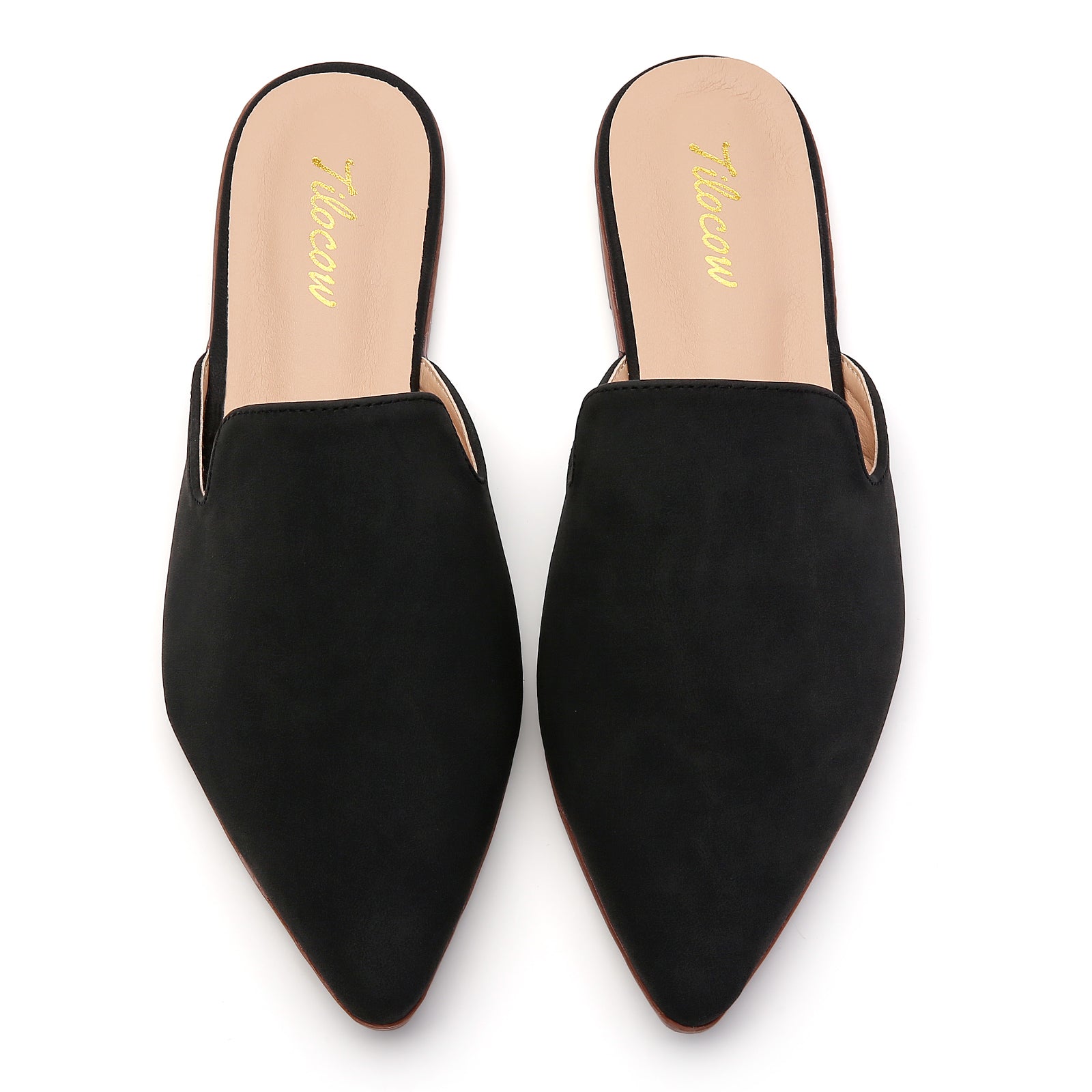 MULES PLATES EN DAIM NOIR FEMME TILOCOW