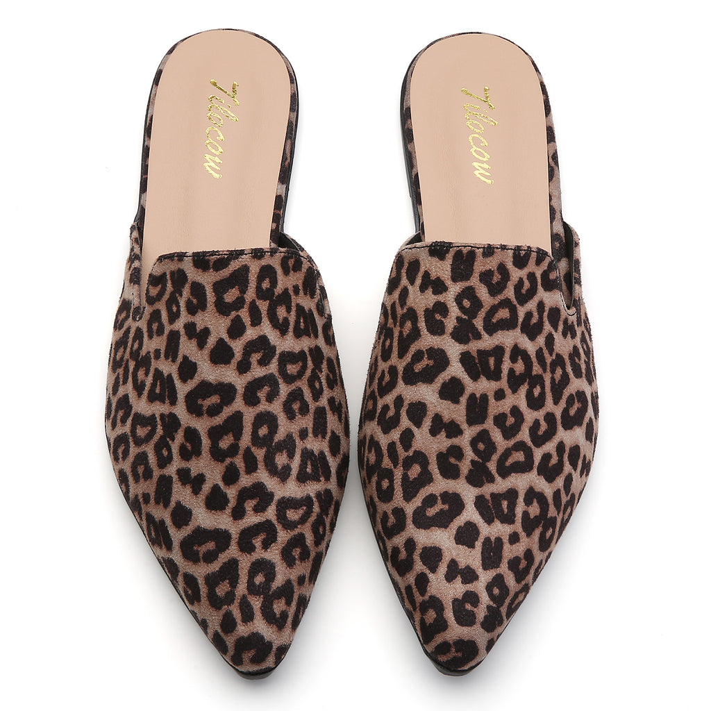 MULES PLATES EN SUÈDE IMPRIMÉ LÉOPARD FEMME TILOCOW