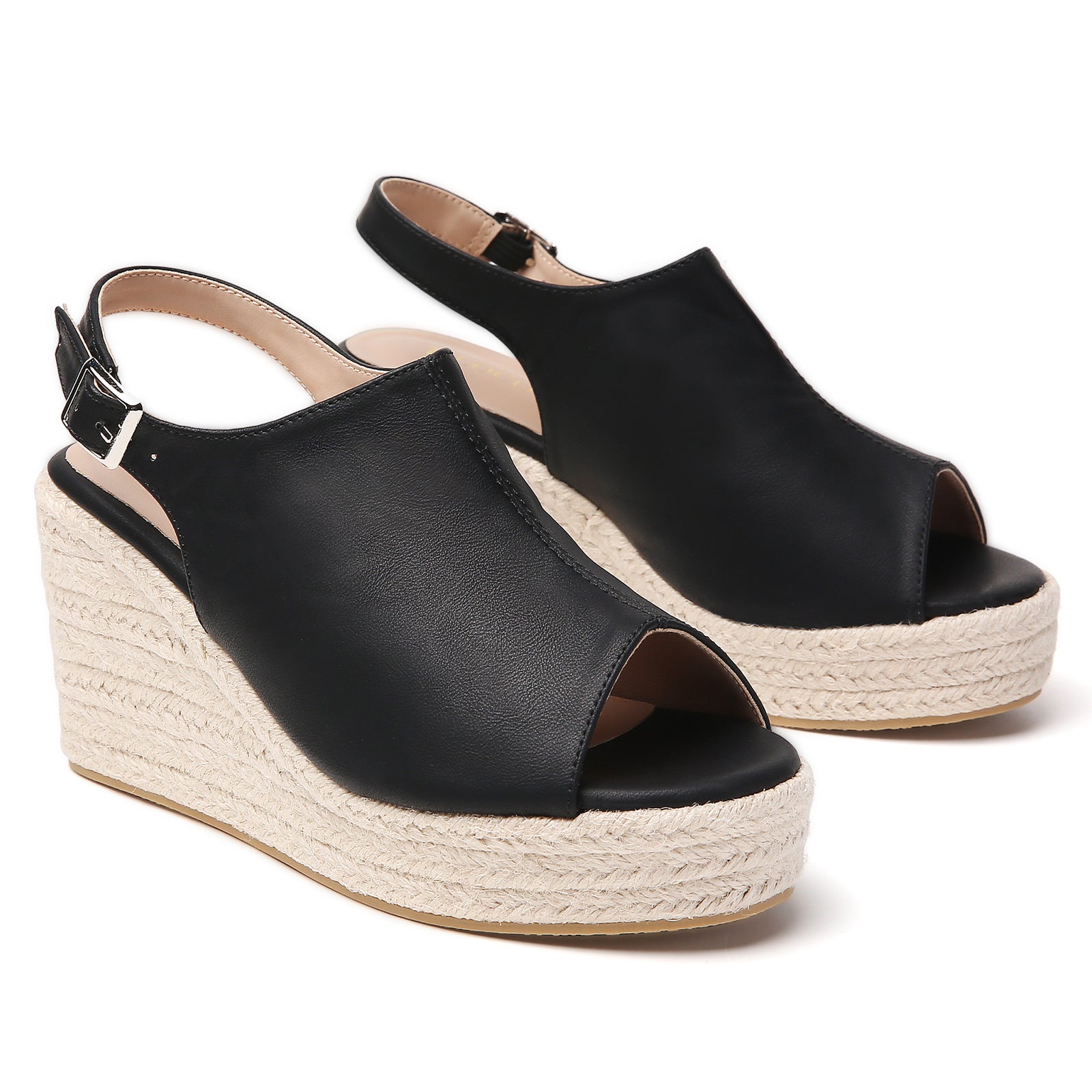 TILOCOW FEMME ESPADRILLES COMPENSÉES NOIRES