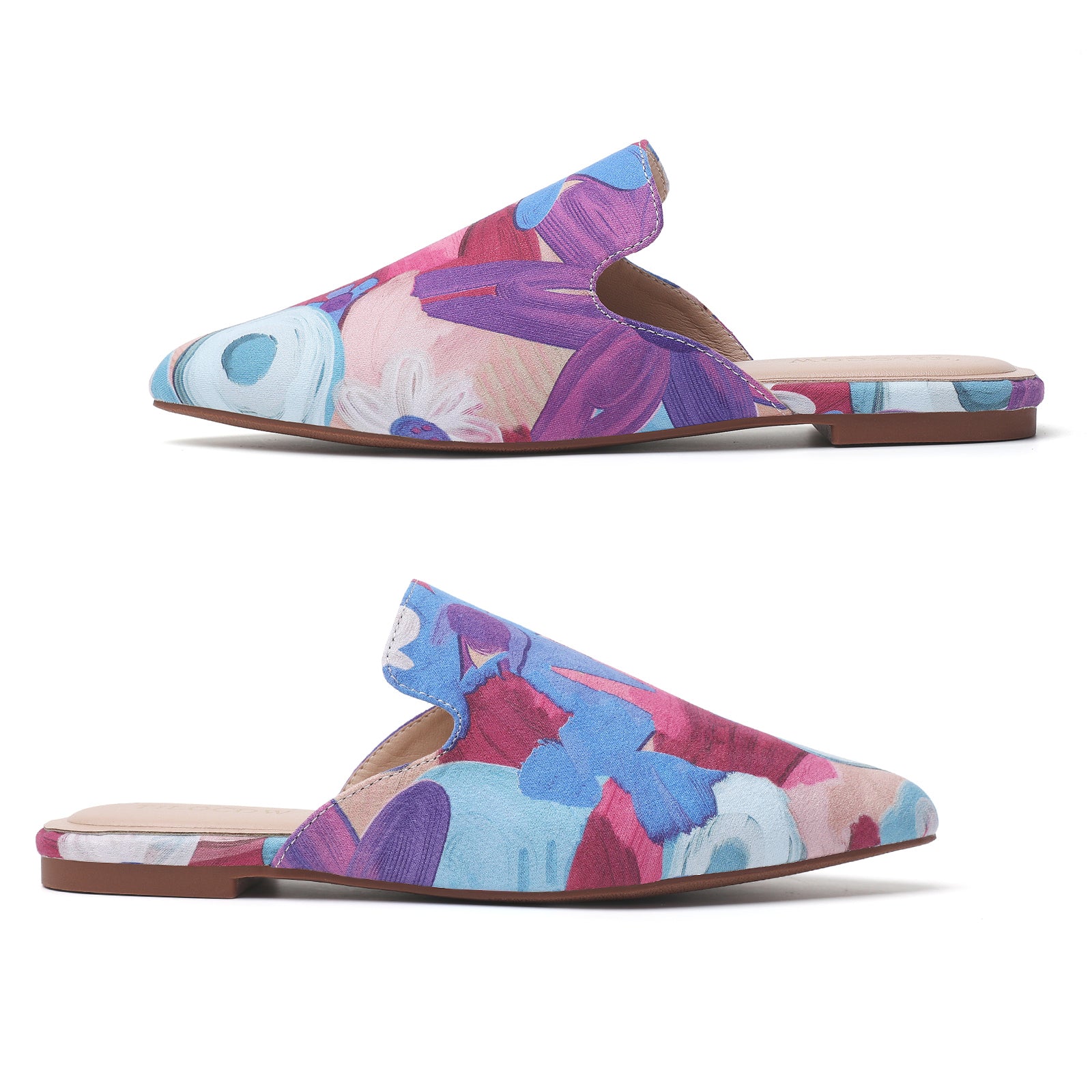 MULES PLATES FLEURIES VIOLETTES TILOCOW POUR FEMMES