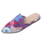 MULES PLATES FLEURIES VIOLETTES TILOCOW POUR FEMMES