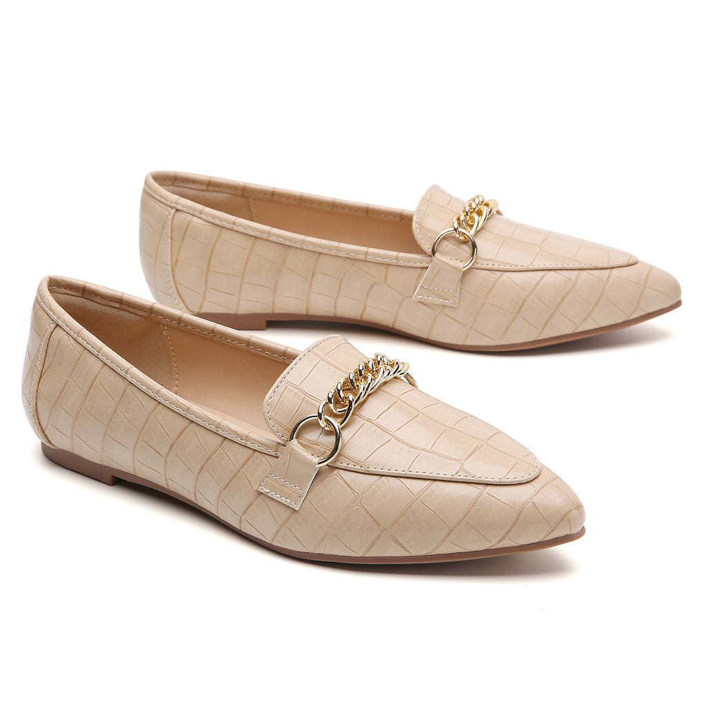 TILOCOW FEMME PIERRE KAKI MOCASSINS PLATS