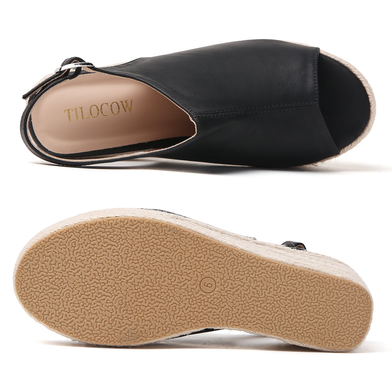 TILOCOW FEMME ESPADRILLES COMPENSÉES NOIRES