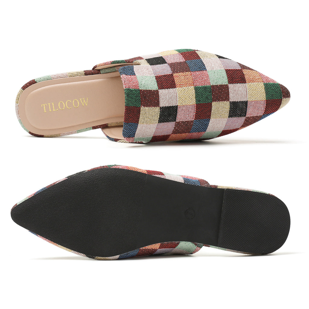 MULES PLATES EN TARTAN MULTICOLORE POUR FEMME TILOCOW