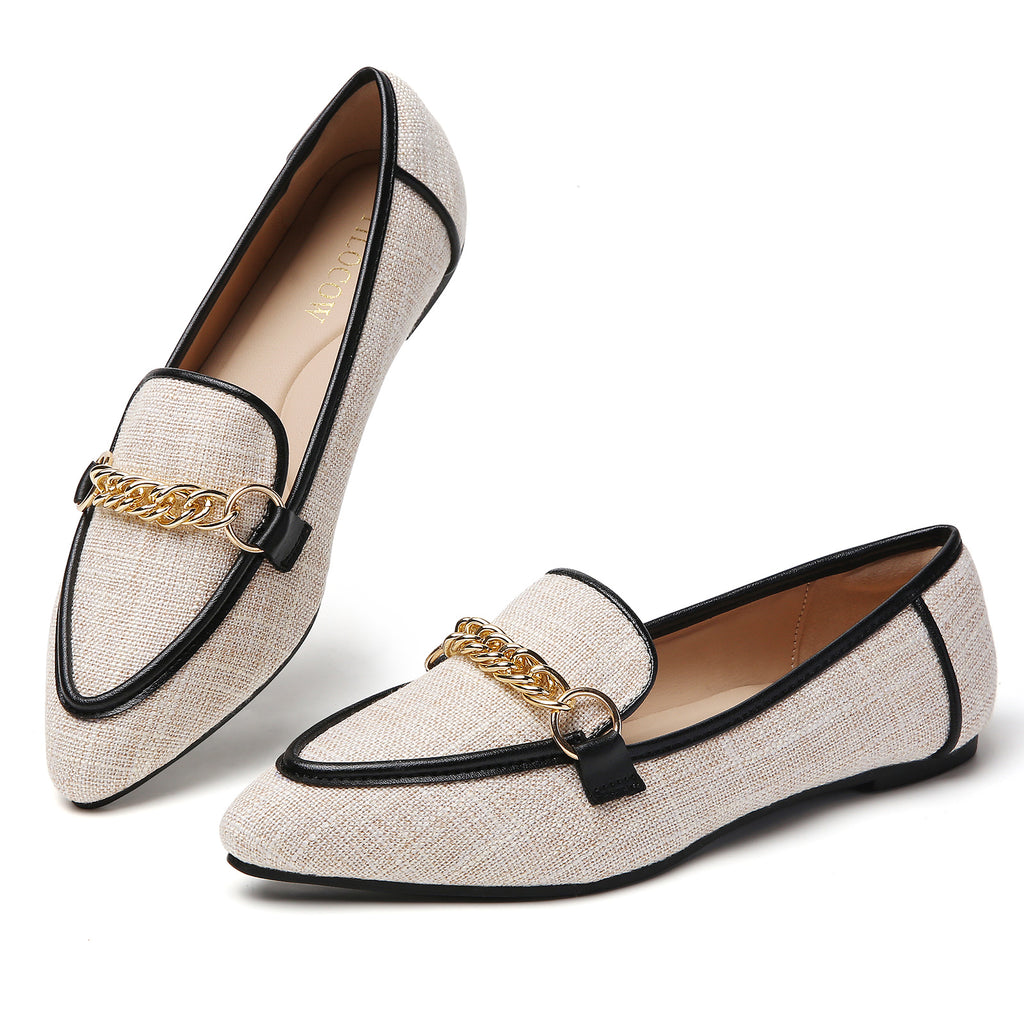 MOCASSINS PLATS EN LIN POUR FEMMES TILOCOW