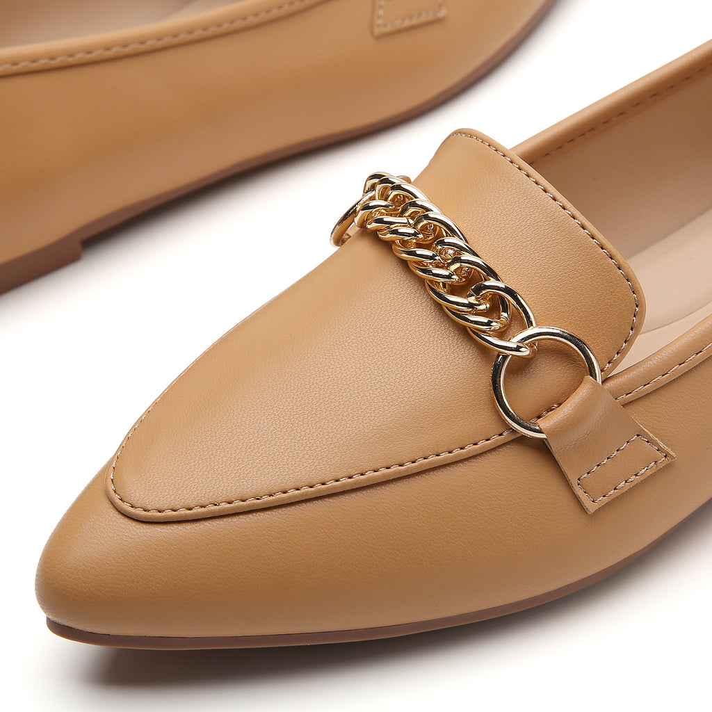 MOCASSINS PLATS MARRON EN SIMILICUIR POUR FEMME TILOCOW