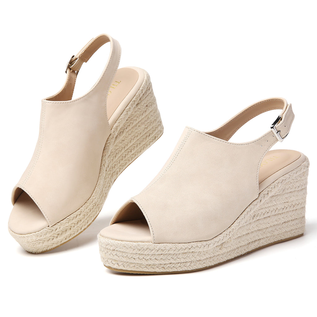 TILOCOW FEMME ESPADRILLES COMPENSÉES BEIGE