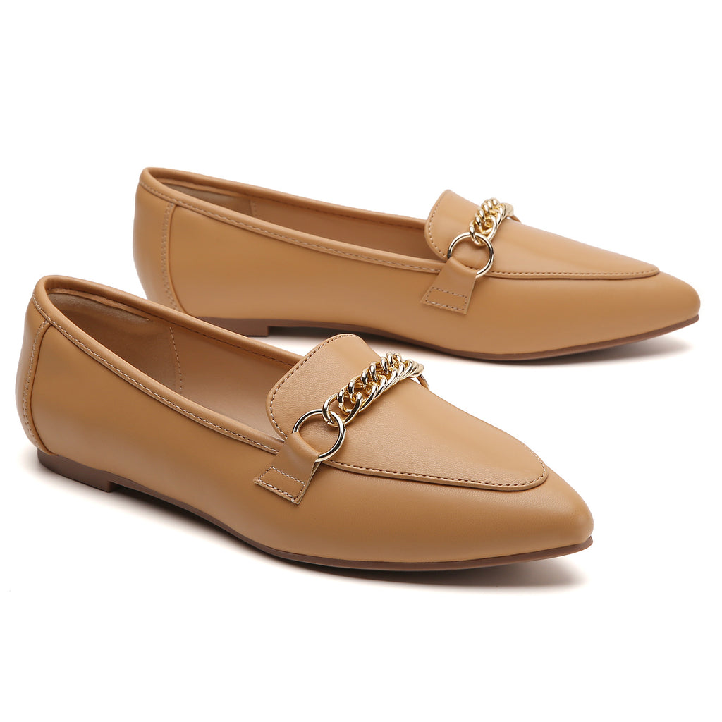 MOCASSINS PLATS MARRON EN SIMILICUIR POUR FEMME TILOCOW