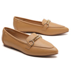 MOCASSINS PLATS MARRON EN SIMILICUIR POUR FEMME TILOCOW