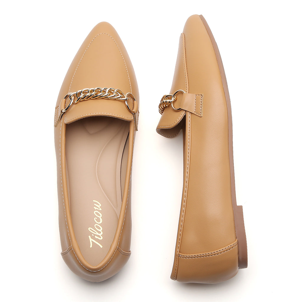 MOCASSINS PLATS MARRON EN SIMILICUIR POUR FEMME TILOCOW