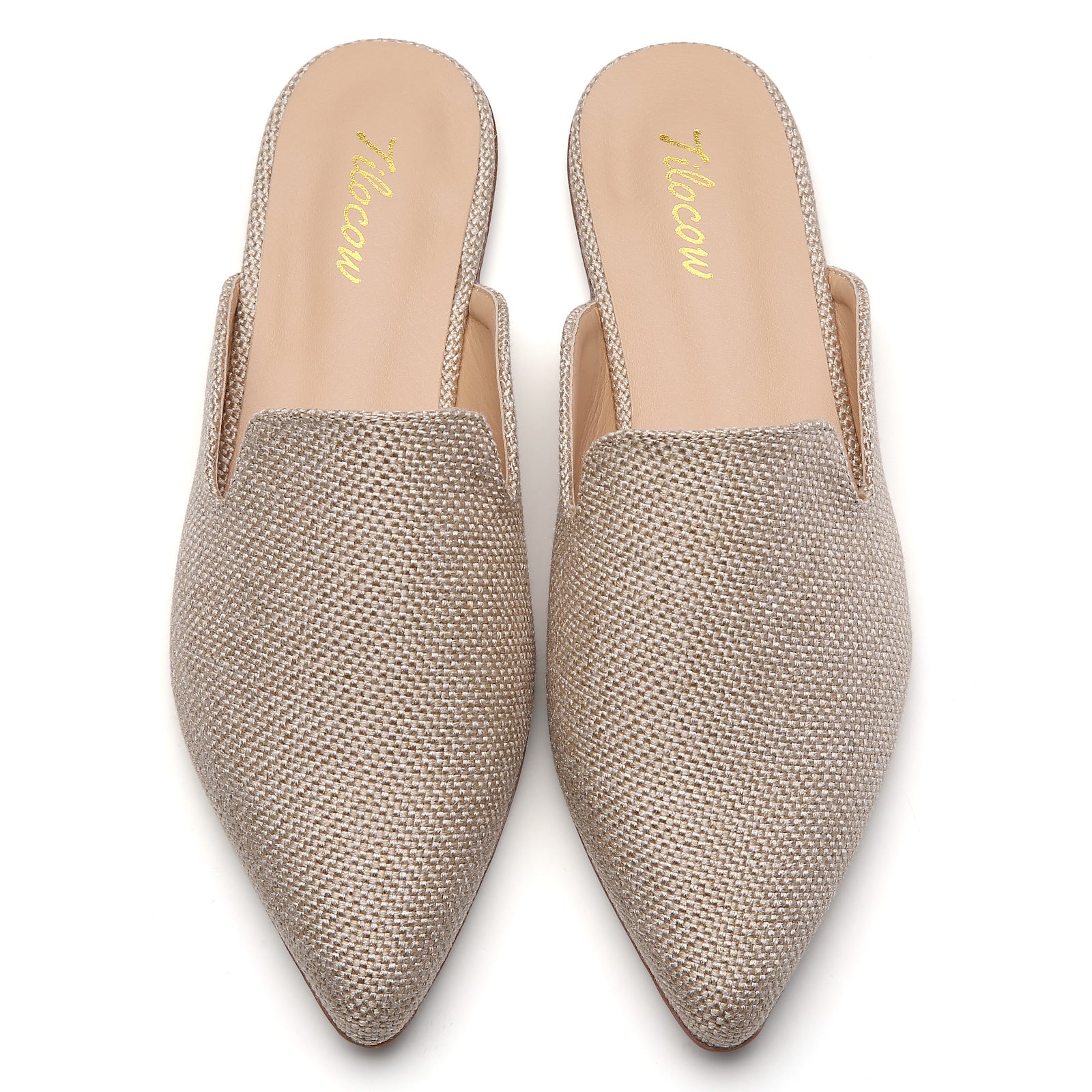 TILOCOW MULES PLATES EN TOILE DE JUTE BEIGE POUR FEMME