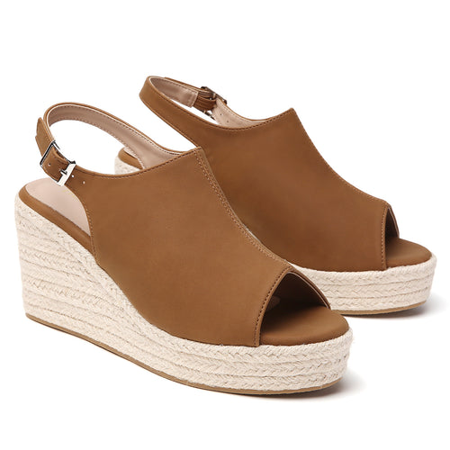 TILOCOW FEMME ESPADRILLES COMPENSÉES MARRON