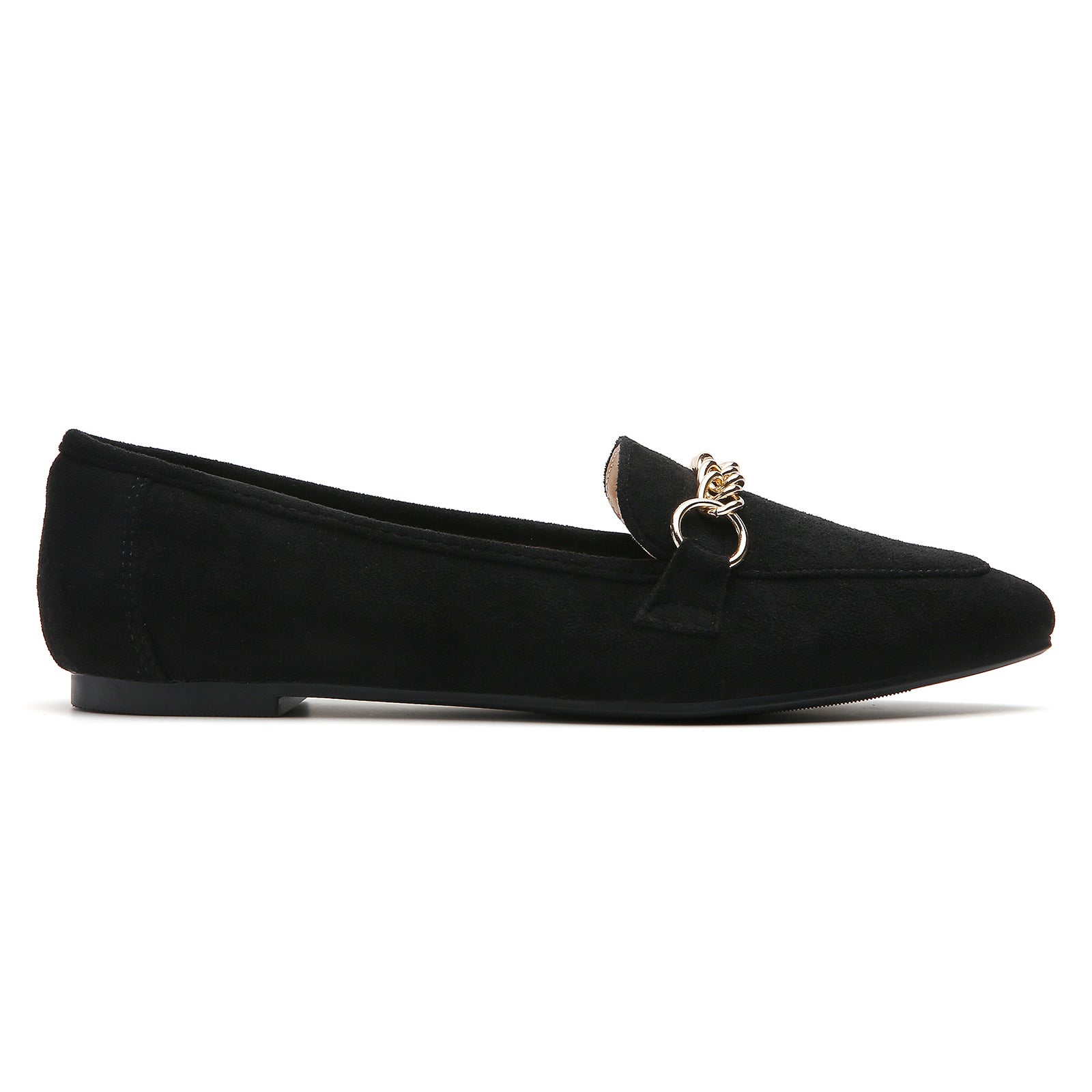 TILOCOW 女式麂皮黑色平底乐福鞋