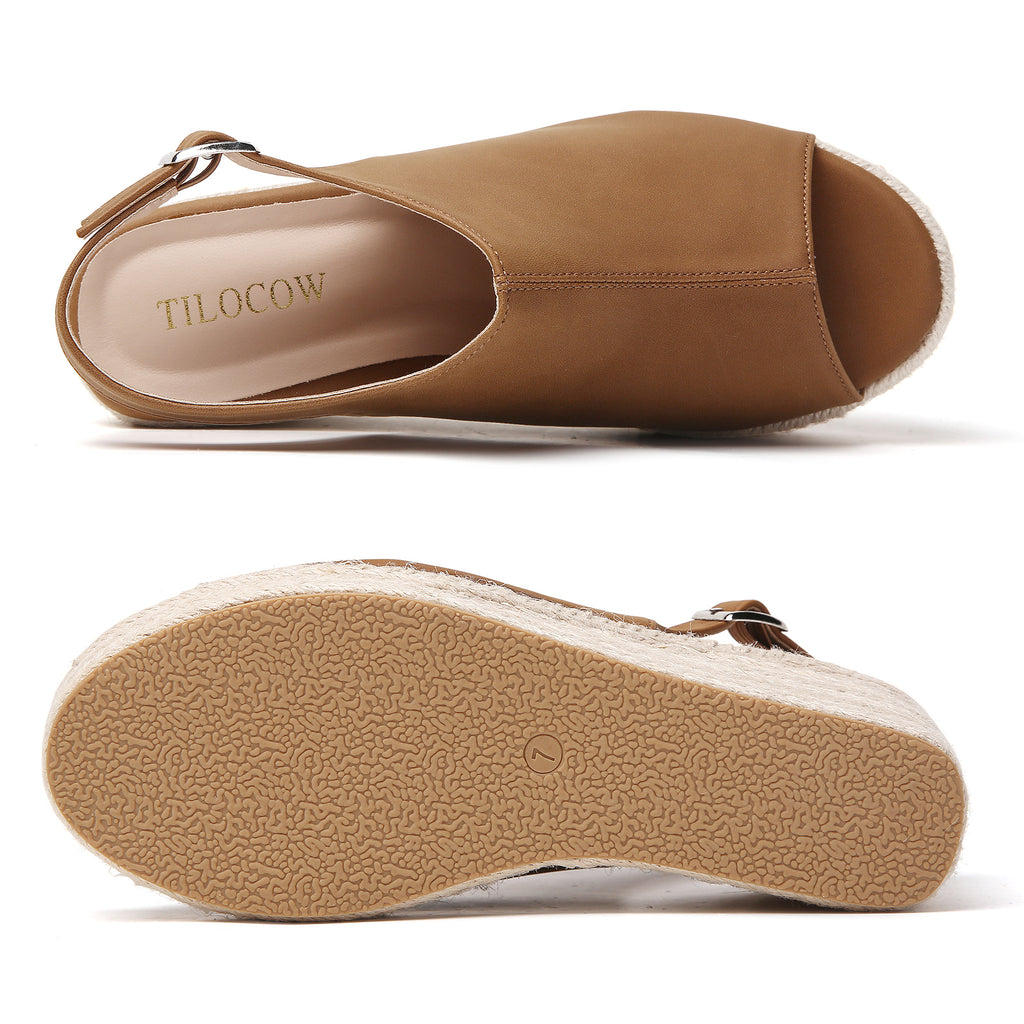 TILOCOW FEMME ESPADRILLES COMPENSÉES MARRON