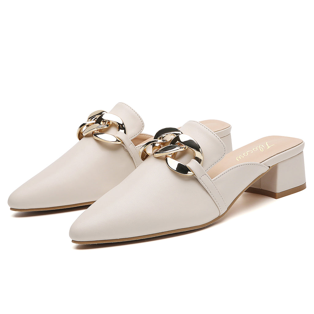 MULES BLANCHES À TALONS POUR FEMME TILOCOW