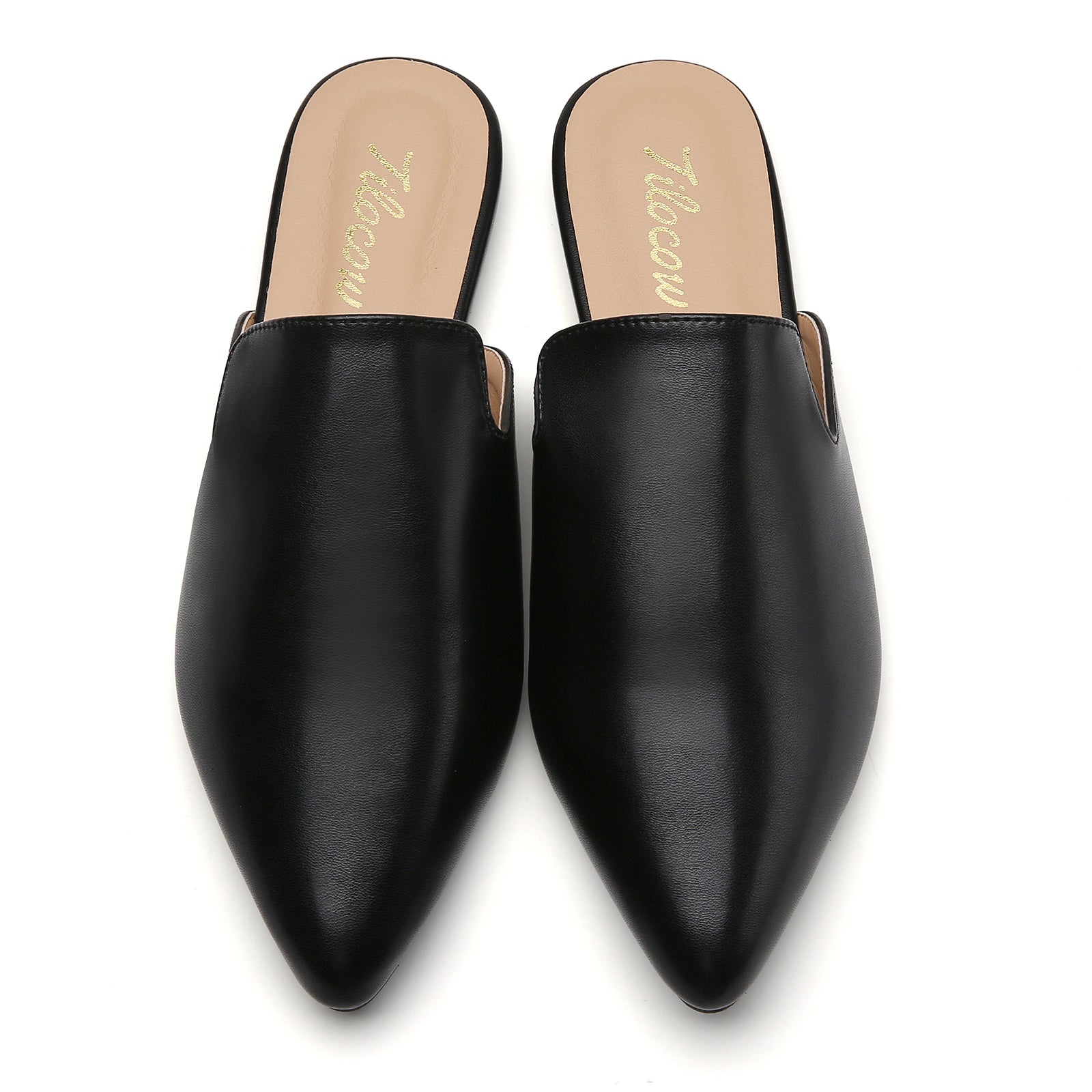 MULES PLATES NOIRES EN PU POUR FEMME TILOCOW