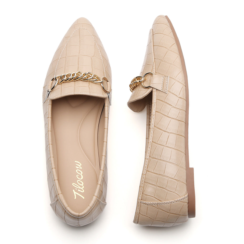 TILOCOW FEMME PIERRE KAKI MOCASSINS PLATS