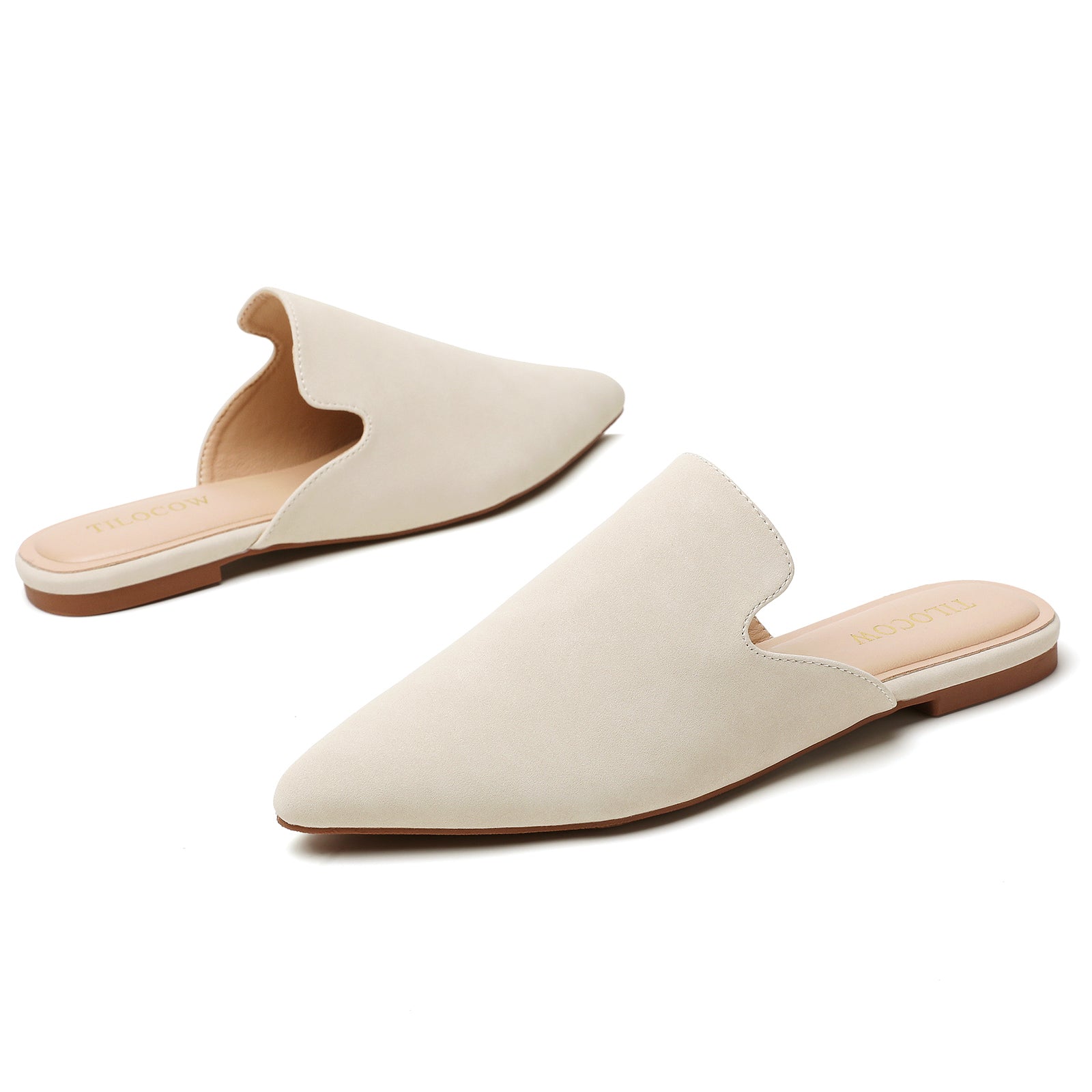 TILOCOW MULES PLATES BEIGES FEMME
